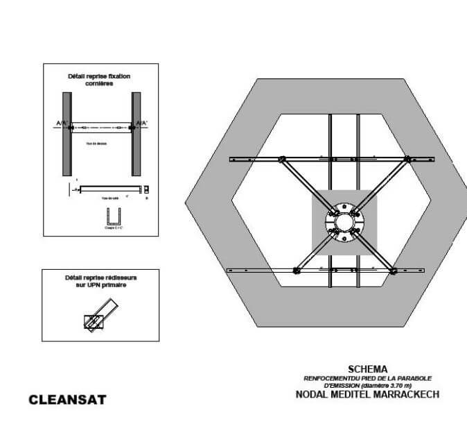 Schéma d'un renforcement de pied d'une parabole sur Marrackech